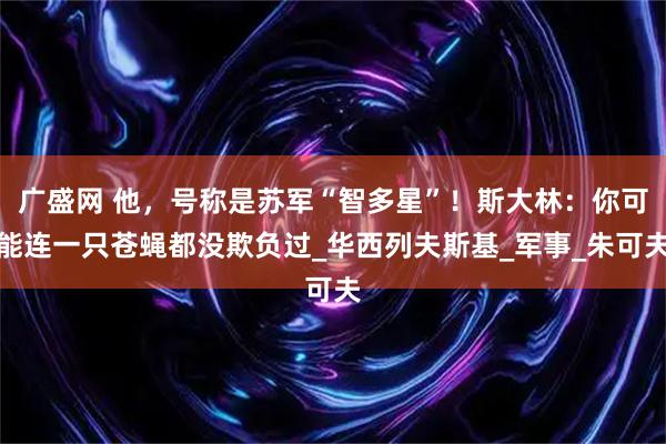 广盛网 他，号称是苏军“智多星”！斯大林：你可能连一只苍蝇都没欺负过_华西列夫斯基_军事_朱可夫